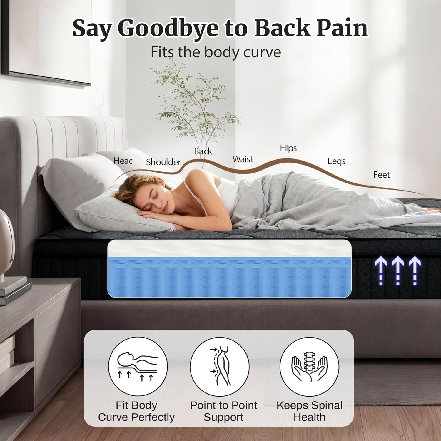 12 Inch Full Size Mattress, Hybrid Memory Foam Mattress in a Box, Pocket Springs