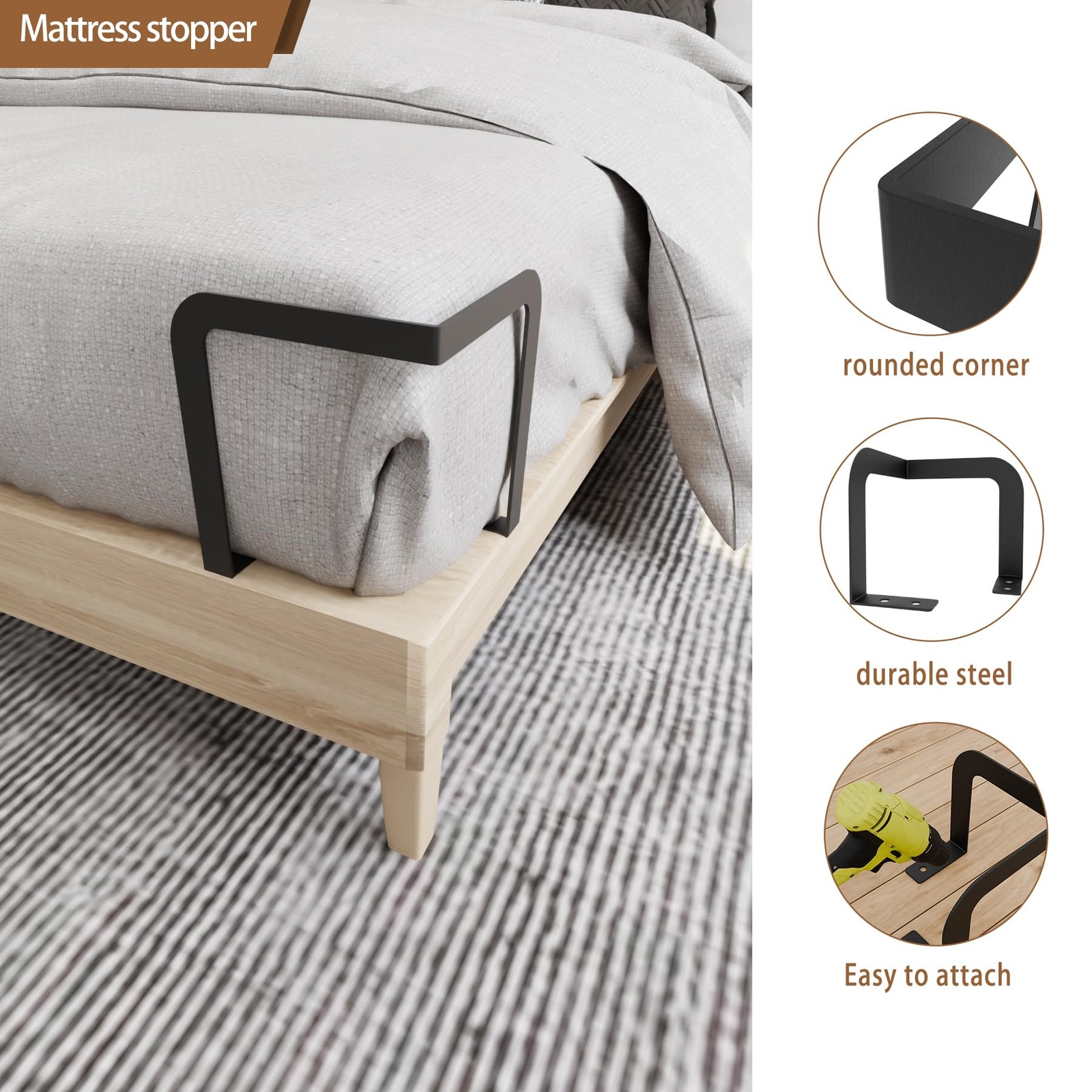 Extra Tall Mattress Corner Retainer Bar Bracket (H5.4IN) 2Pcs Keeping Mattres…
