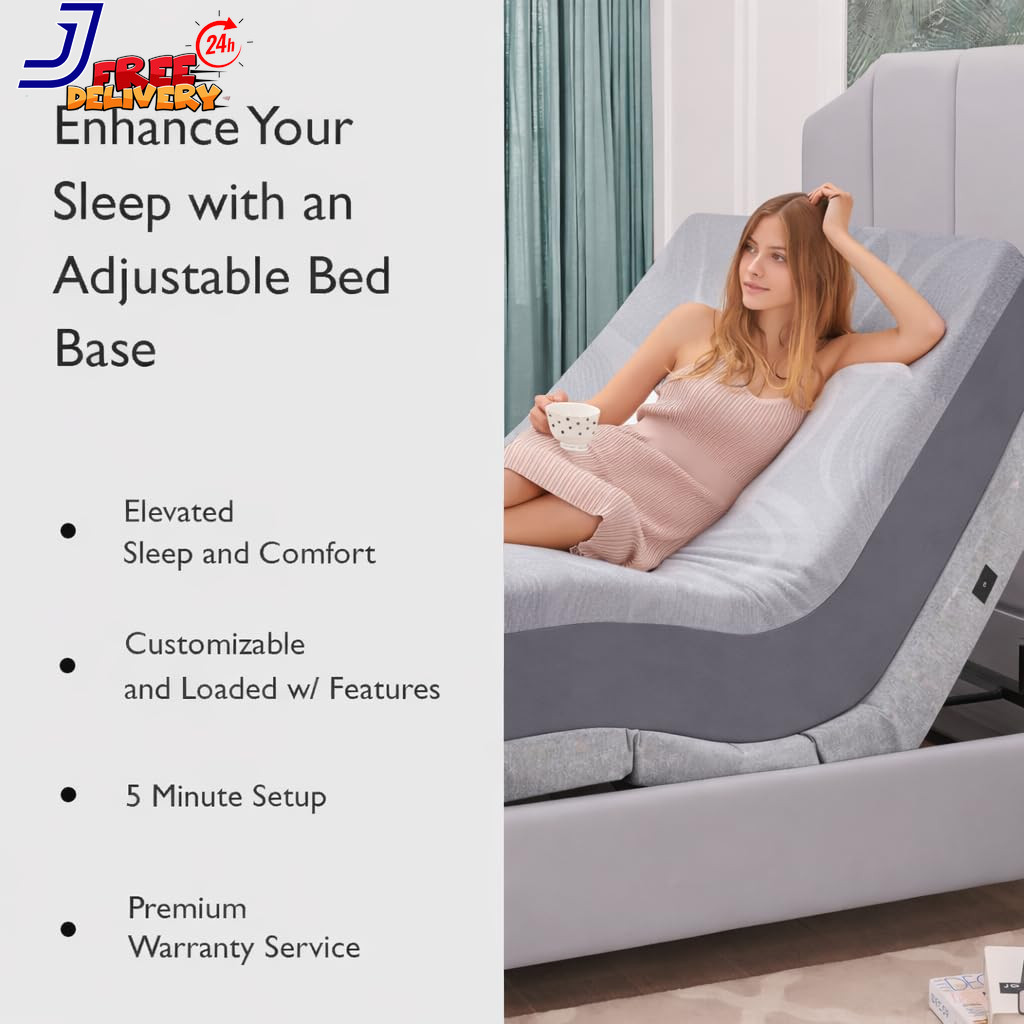 Premium Split King Adjustable Bed with 14 Inch Prime Gel Memory Foam Mattress