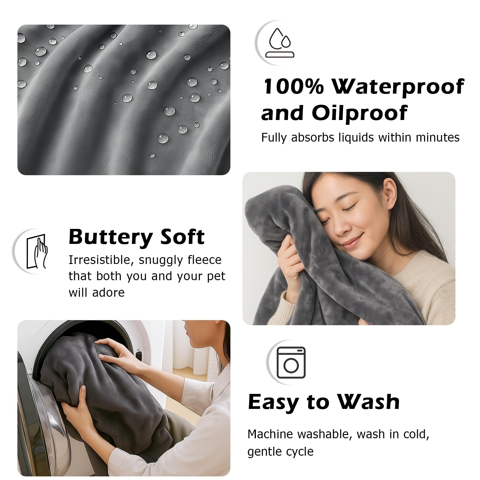 DOVIROS Waterproof Blanket for Bed Intimacy, Love 80×60 inches, Grey