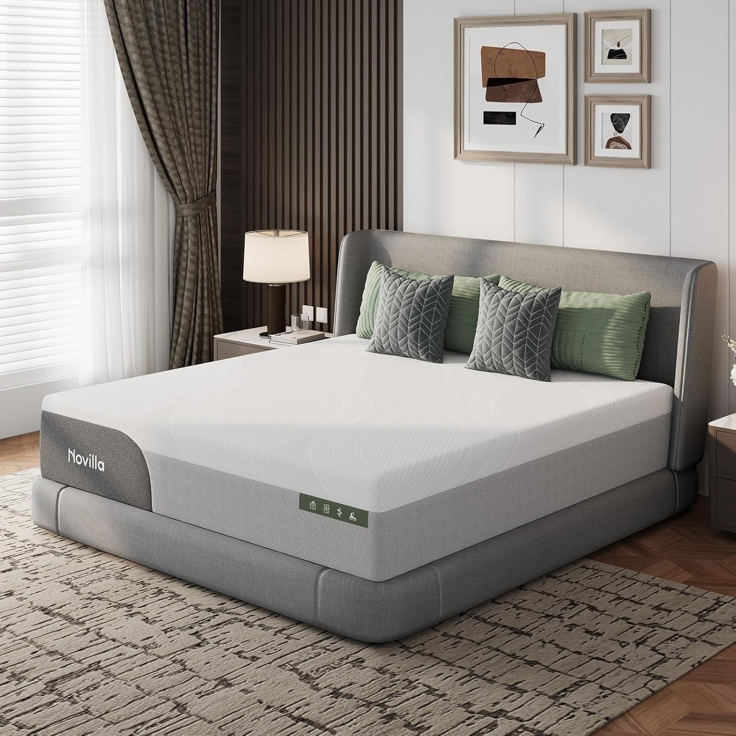 14 Inch Memory Foam Mattress Queen Size Grey Novilla Gel-Infused Bliss Cooling