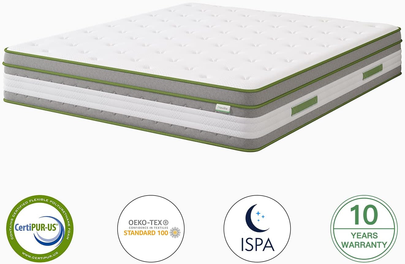 12″ Queen Hybrid Pillow Top Mattress with Gel Memory Foam & Coils