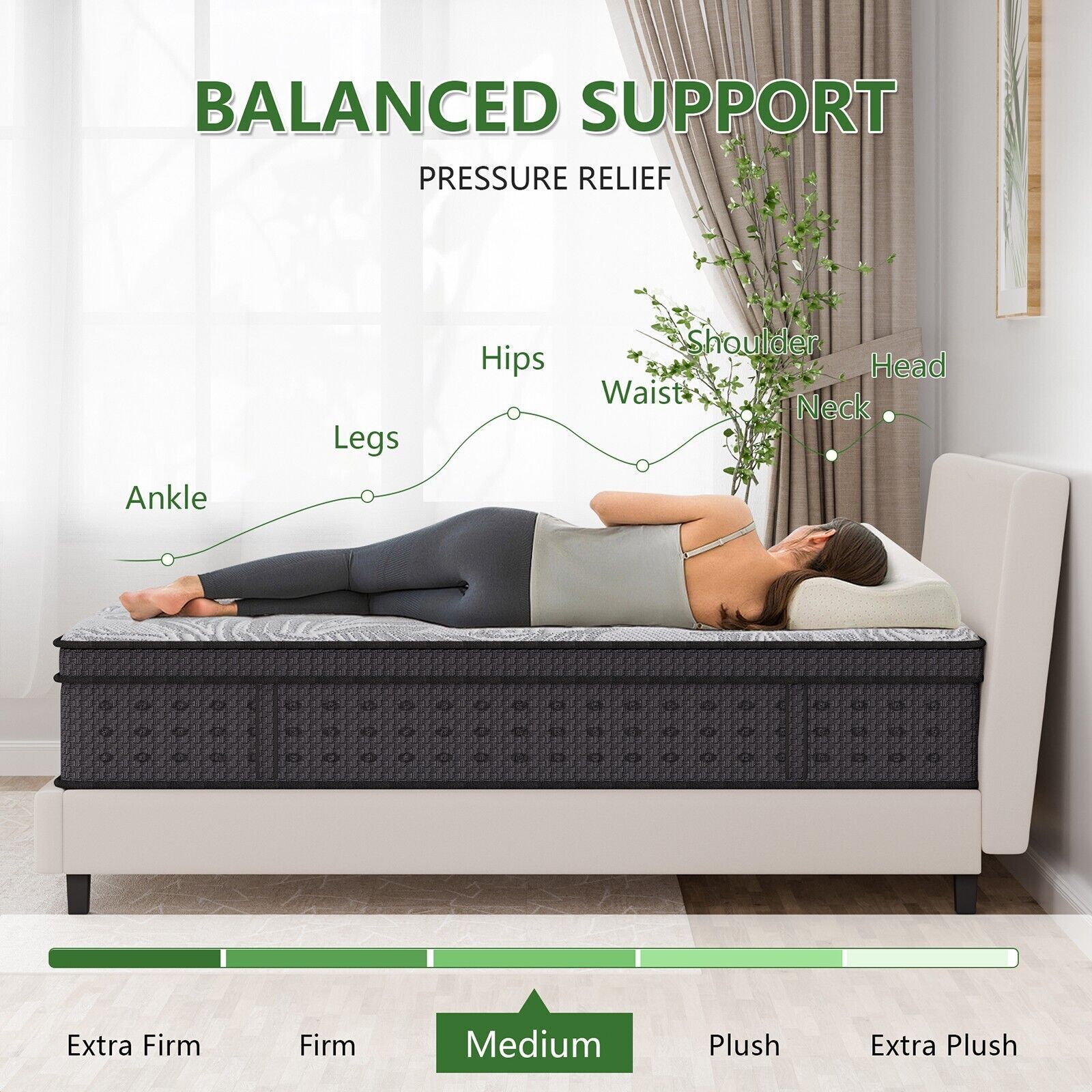 14″ Twin XL Mattress Cooling Gel Memory Foam Twin XL Spring Hybrid Mattress
