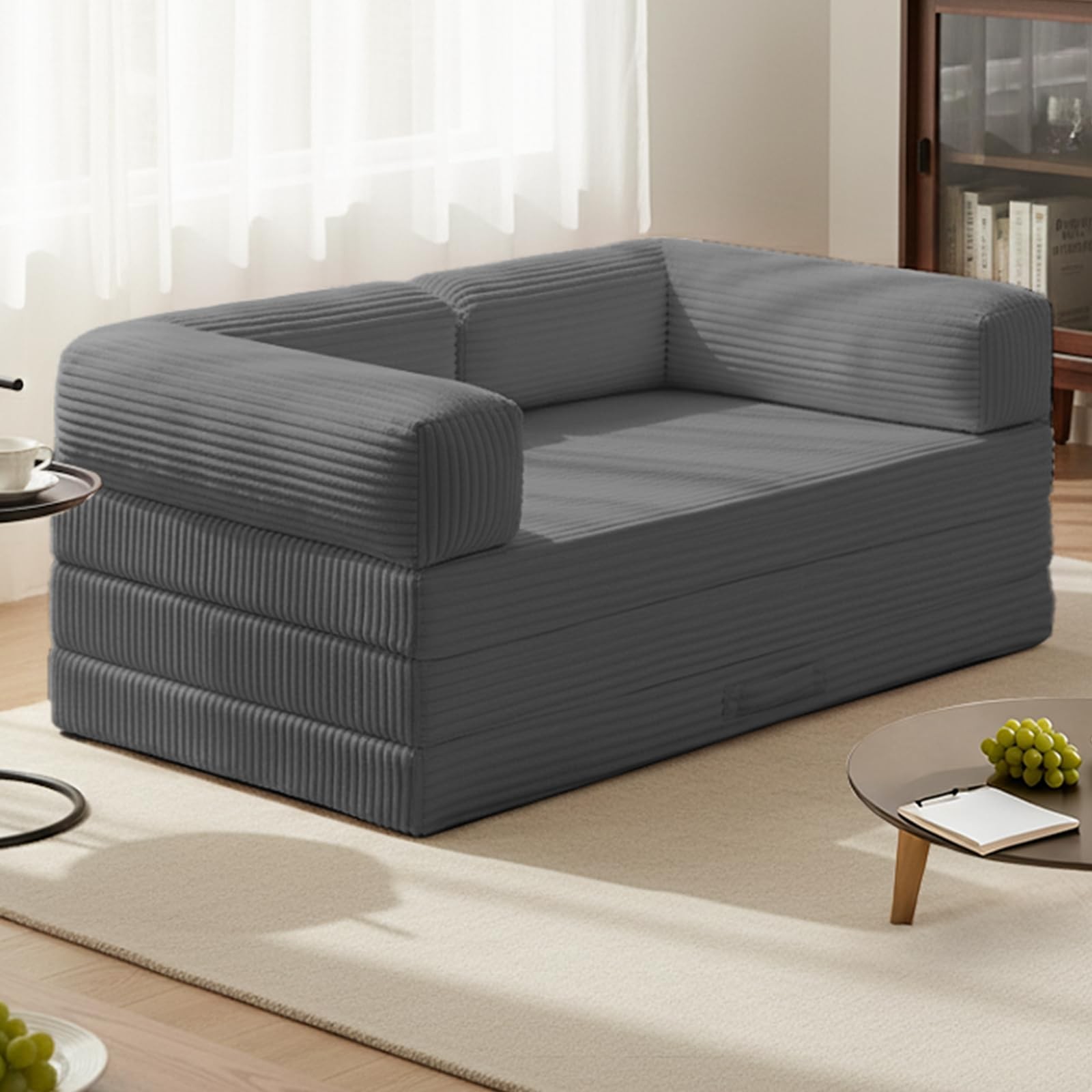 Tri-Fold Foldable Mattress, Convertible Folding Sofa Bed with Removable Arms …