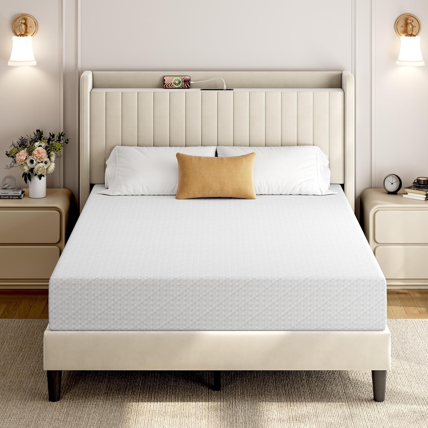 8 Inch Twin Mattress 3 Foam Layer Cooling Gel Memory Foam Mattresses Green Tea