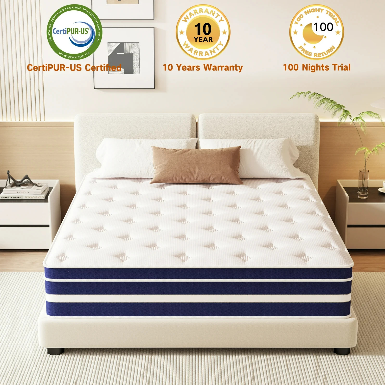 Twin 12″ Colchon Memory Foam Hibrido Cama Twin Mattress Hybrid Medium Comfort