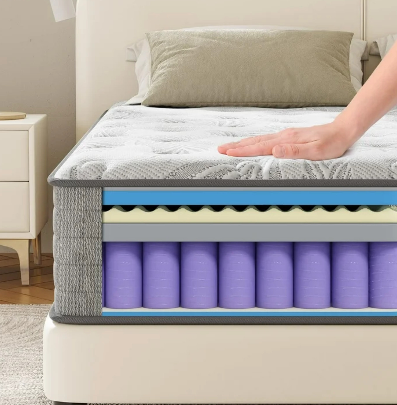 12″ Colchones Cal King Size De Espuma 12 Pulgadas Memory Foam Mattress Hybrid