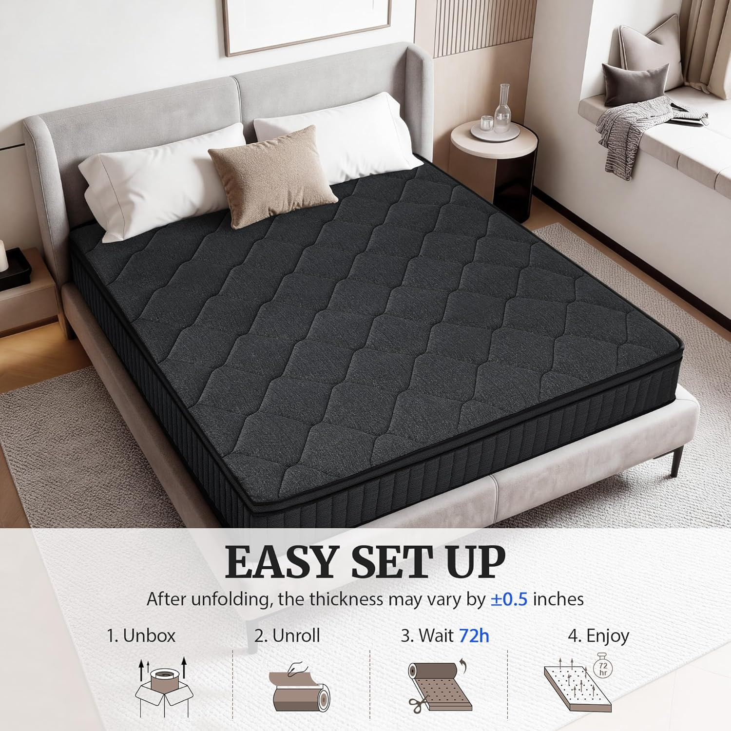 12 Inch Full Size Mattress, Hybrid Memory Foam Mattress in a Box, Pocket Springs
