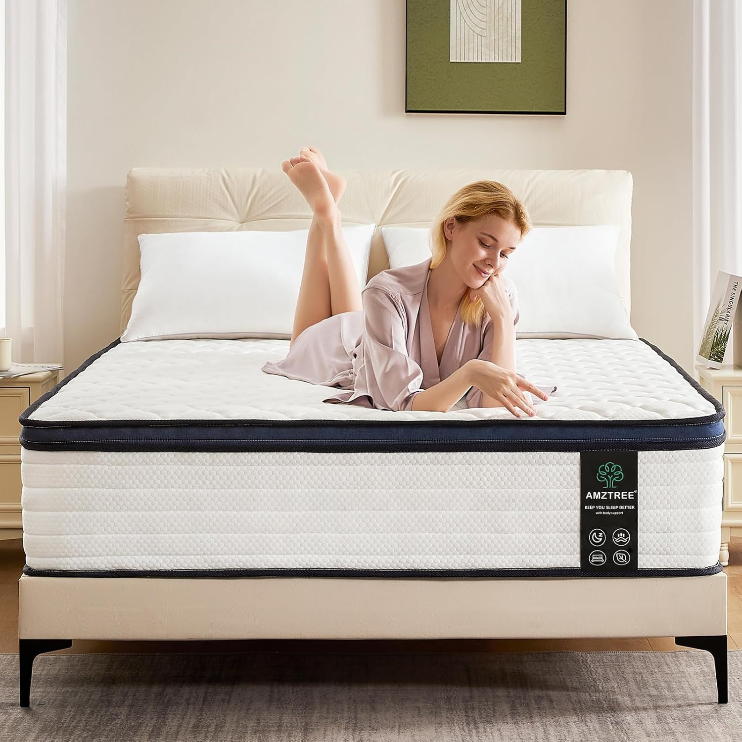 Queen Mattress 14 Inch Queen Size Mattresses – Memory Foam & Pocket Coils Spring