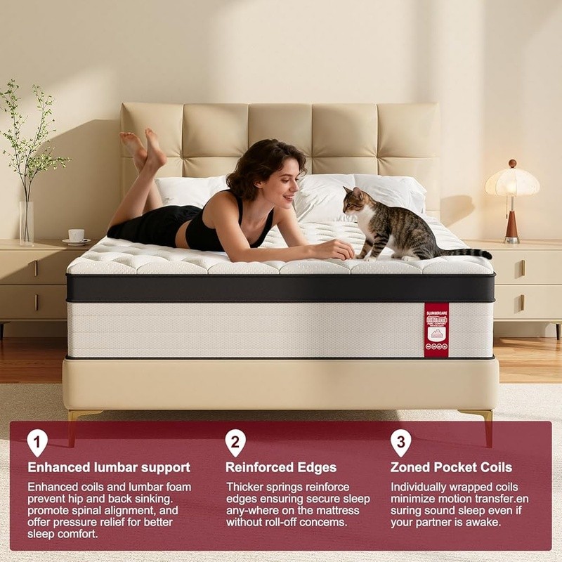 10 Inch Full Mattress Cooling Motion Isolation Edge Support Firm Sleep Comfort