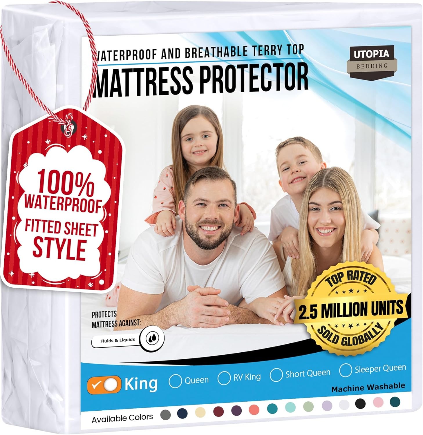 Utopia Bedding Waterproof Mattress Protector King Size, Premium King, White