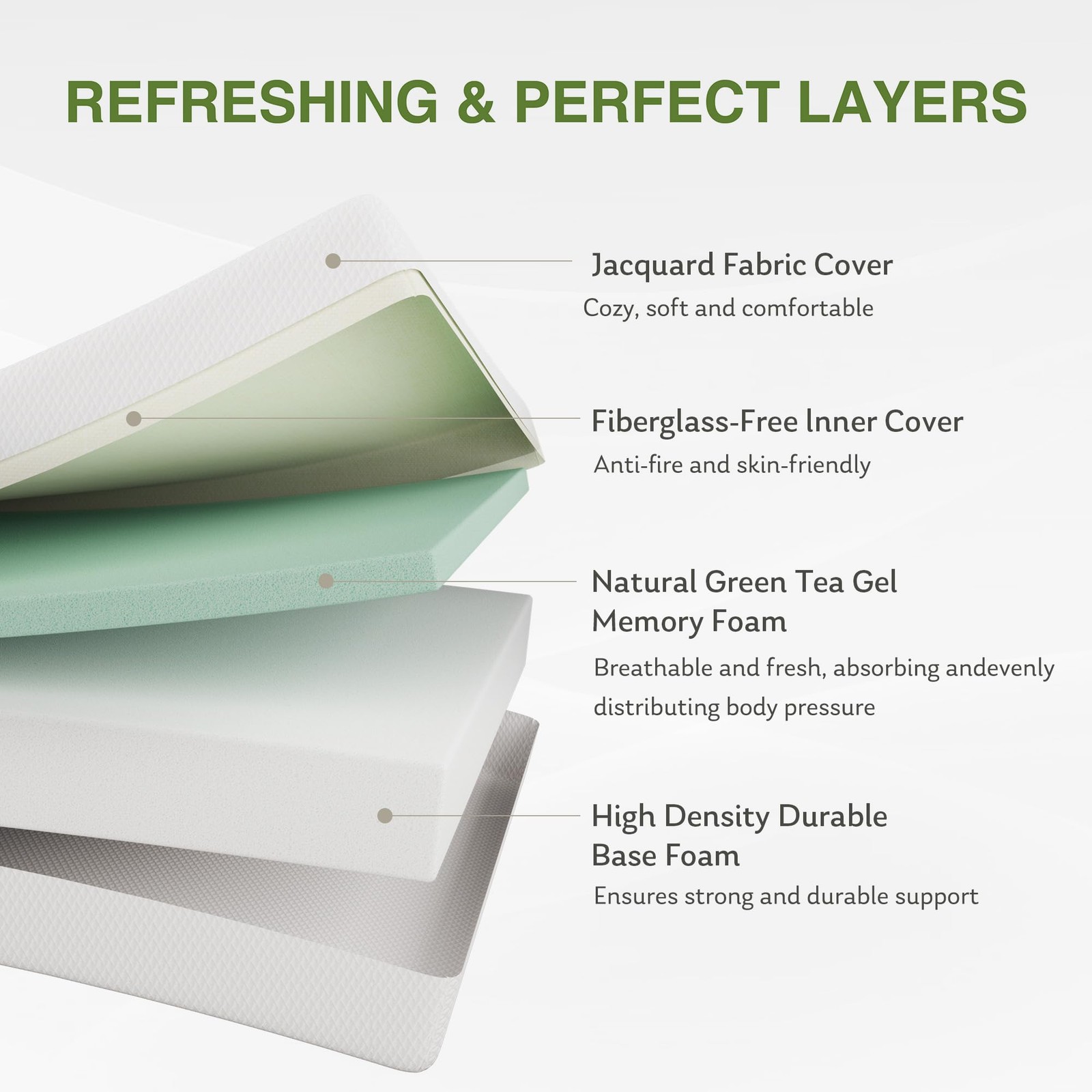 12 Inch Queen Mattress, Memory Foam Mattress in a Box with Cooling Green Tea …