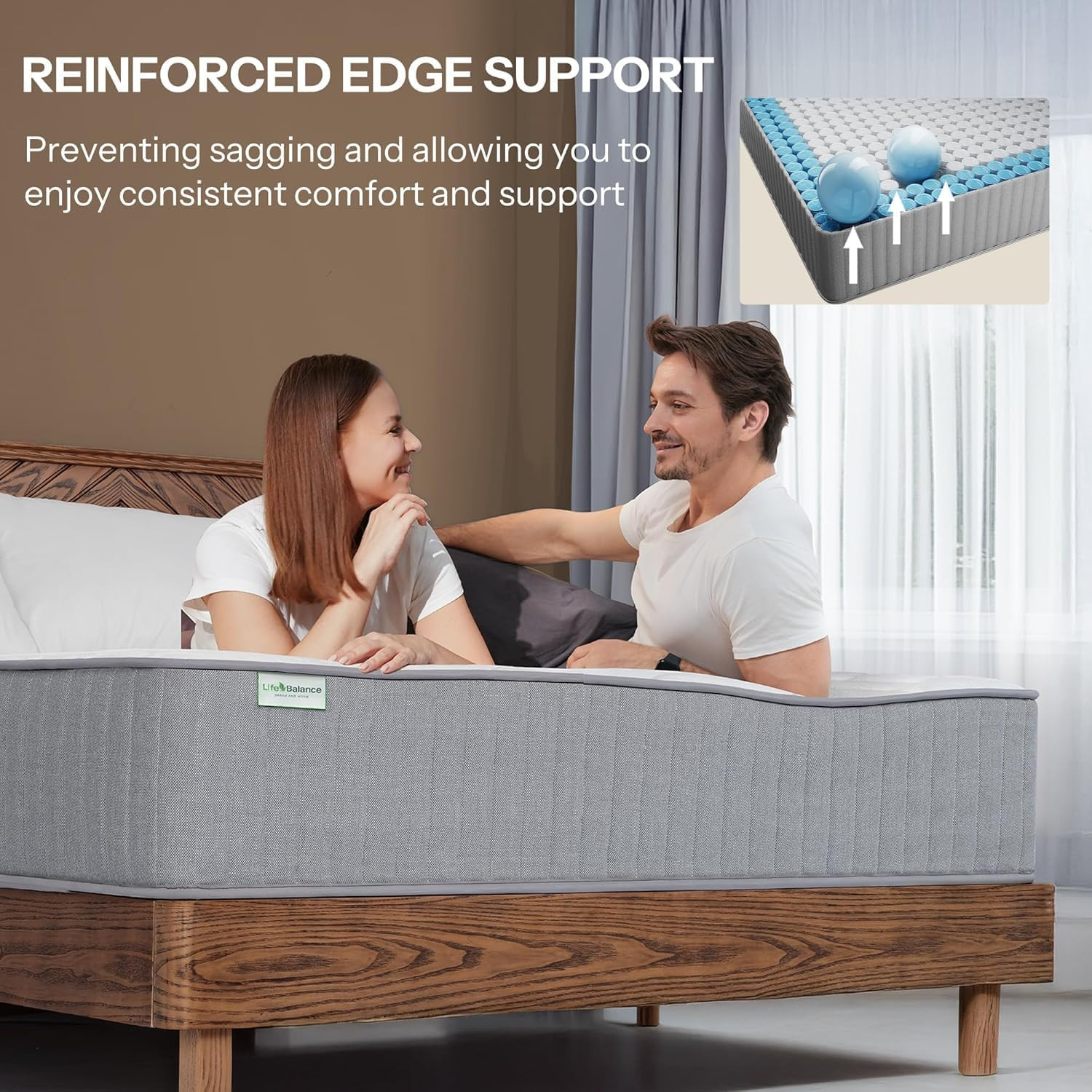 10″ Hybrid Queen Mattress – Cooling Gel Foam & Pocketed Coils, USA Made