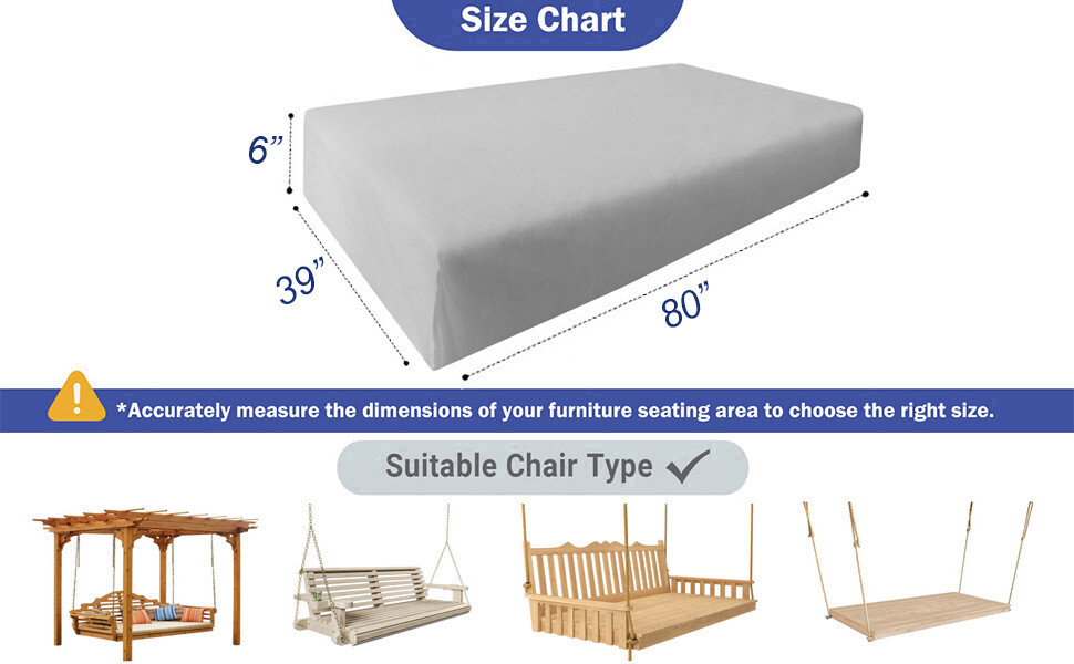 Twin XL 80x39x6 Outdoor Foam Daybed Mattress High Density 1.8 PCF Medium Firm