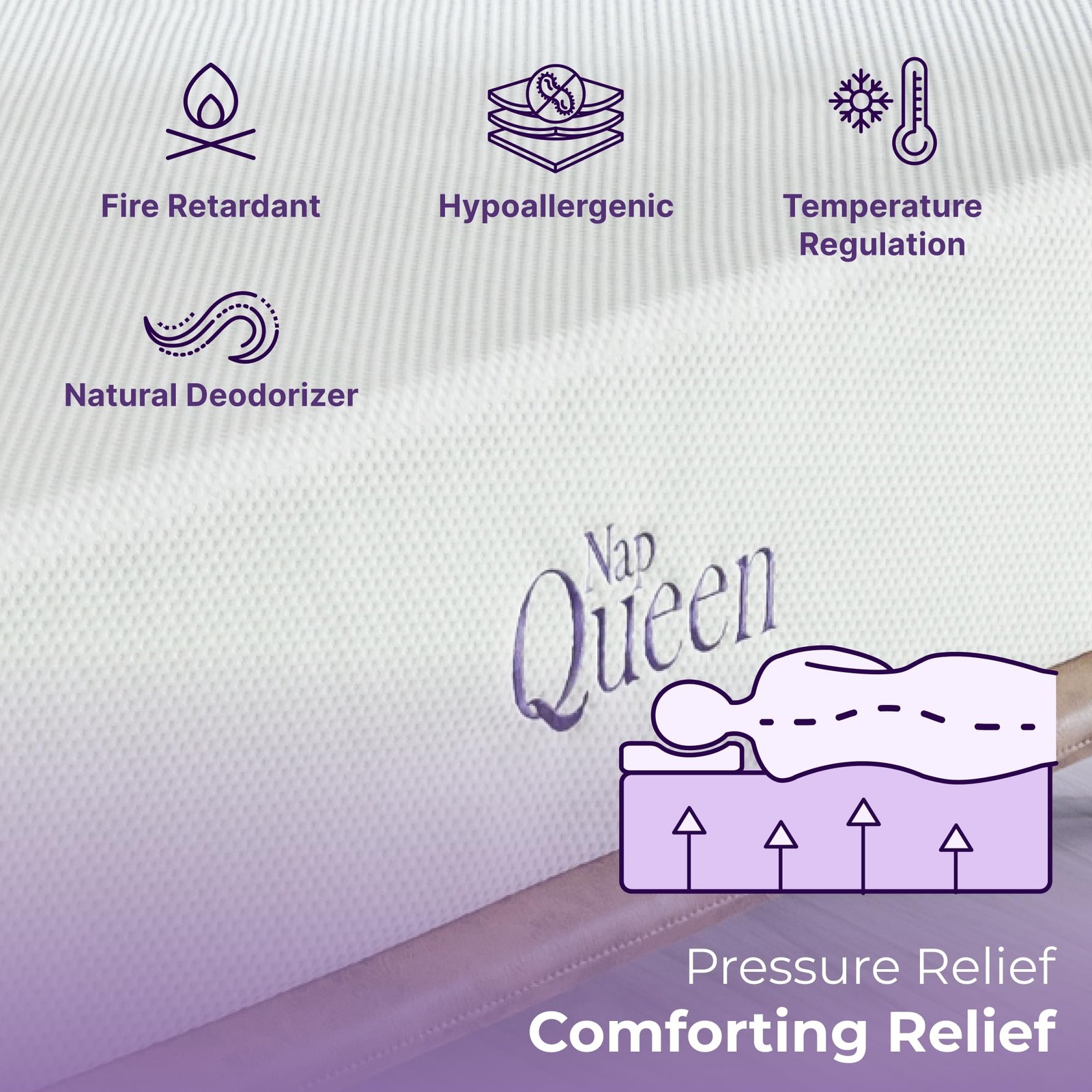 NapQueen Full 6 Inch Charcoal Memory Foam Mattress, CertiPUR-US, Medium Firm Bed