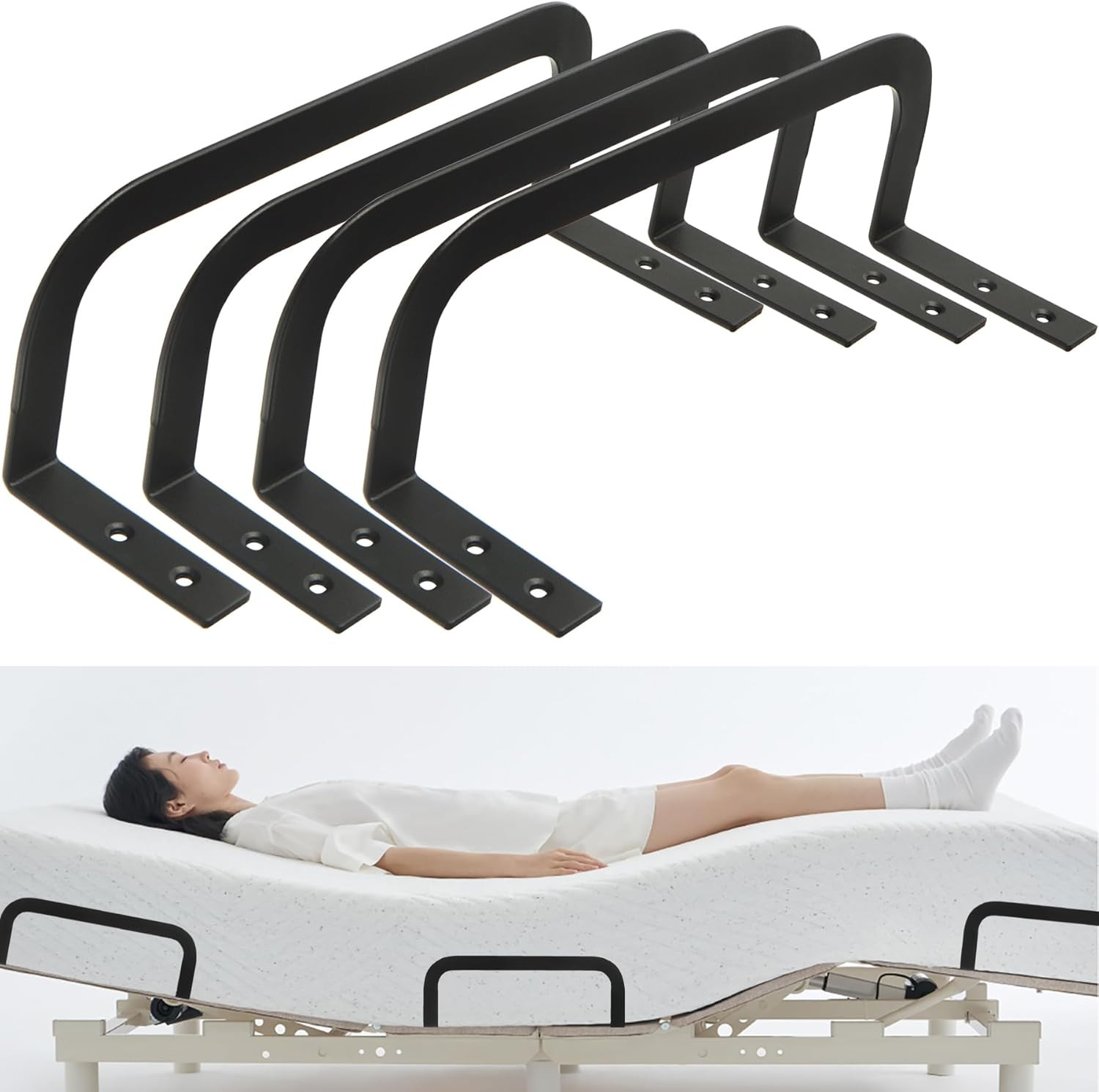 Mattress Retainer Bar Bracket Holder 4Pcs – Keeps Mattress from Sliding on Platf