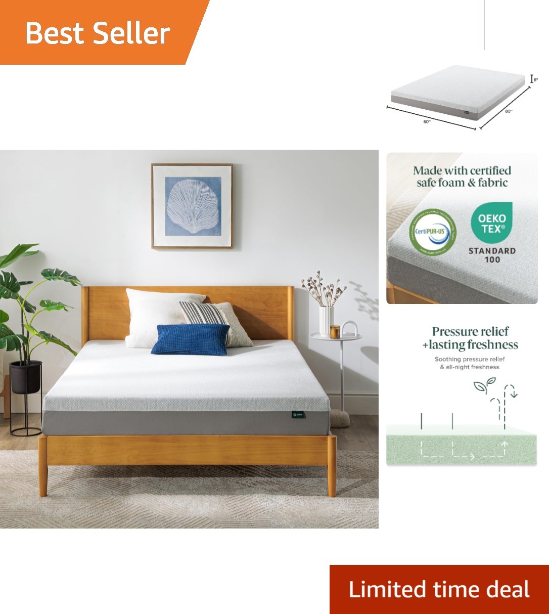 Queen 6-Inch Ultima Memory Foam Mattress – Medium Firm, Eco-Friendly Comfort