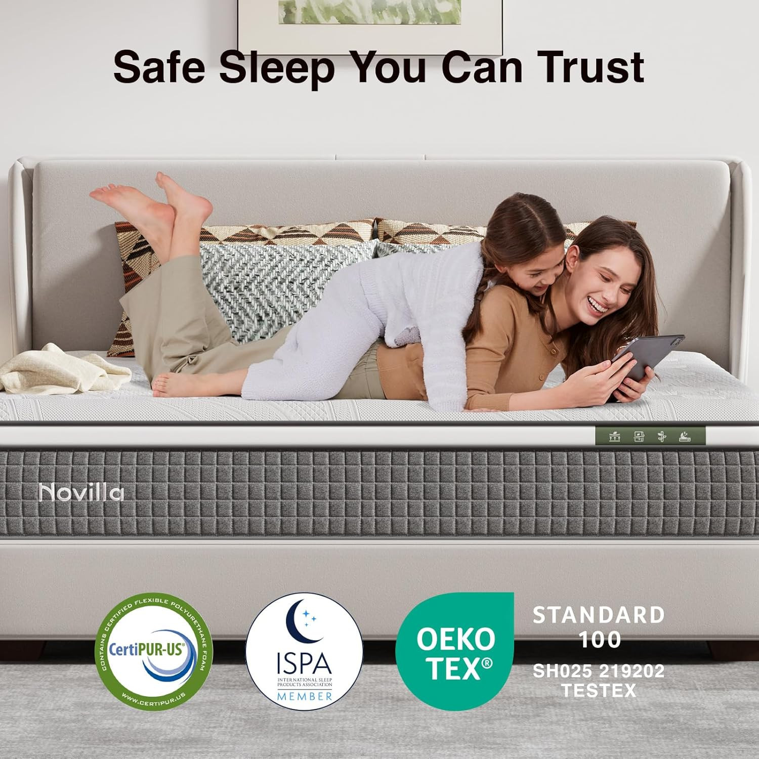 12 Inch King Mattress,Hybrid Mattress King Size with Silky Cool Fabric, Gel Memo