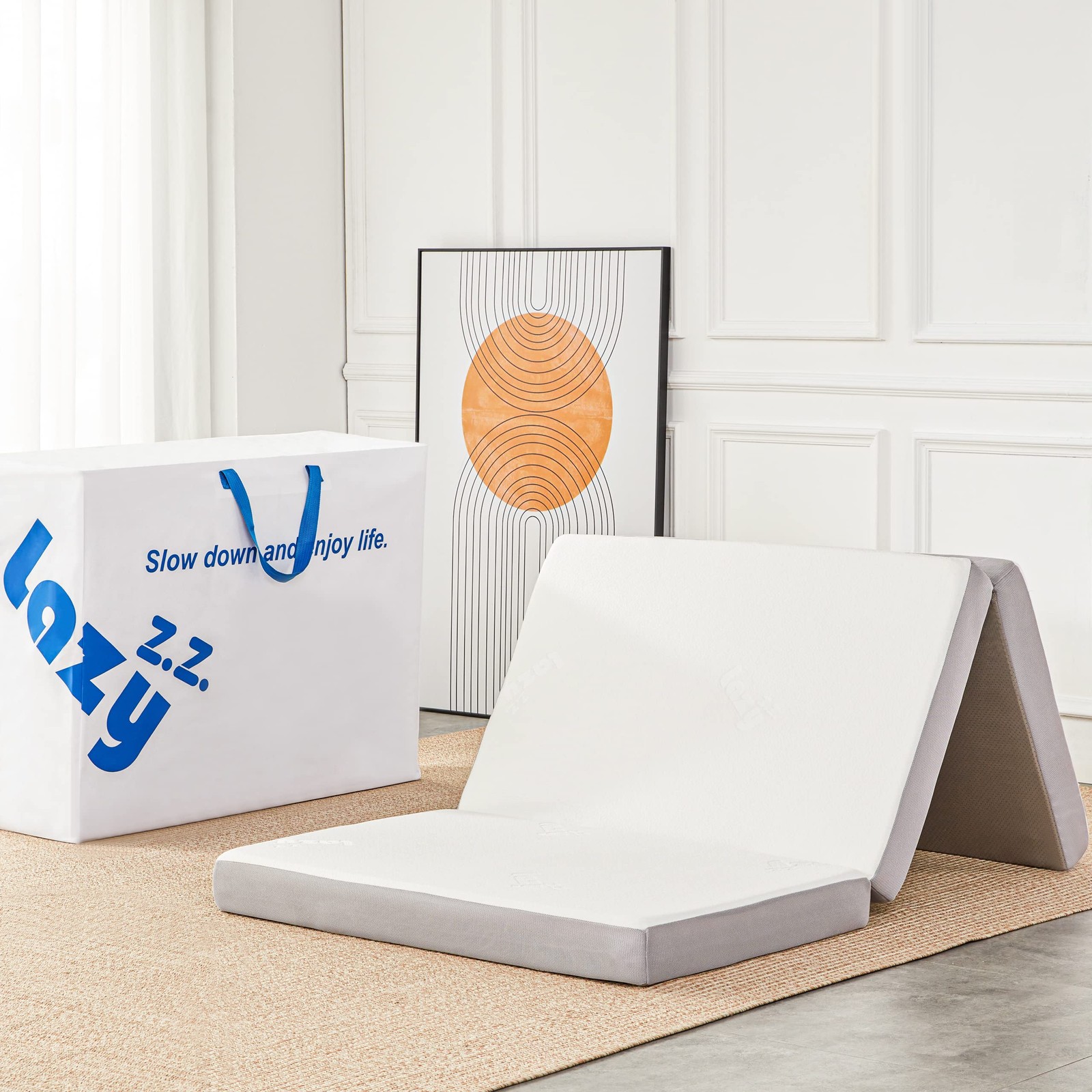 Lazyzizi Folding Mattress – 4 Inch Memory Foam Tri-fold Mattress with Breatha…