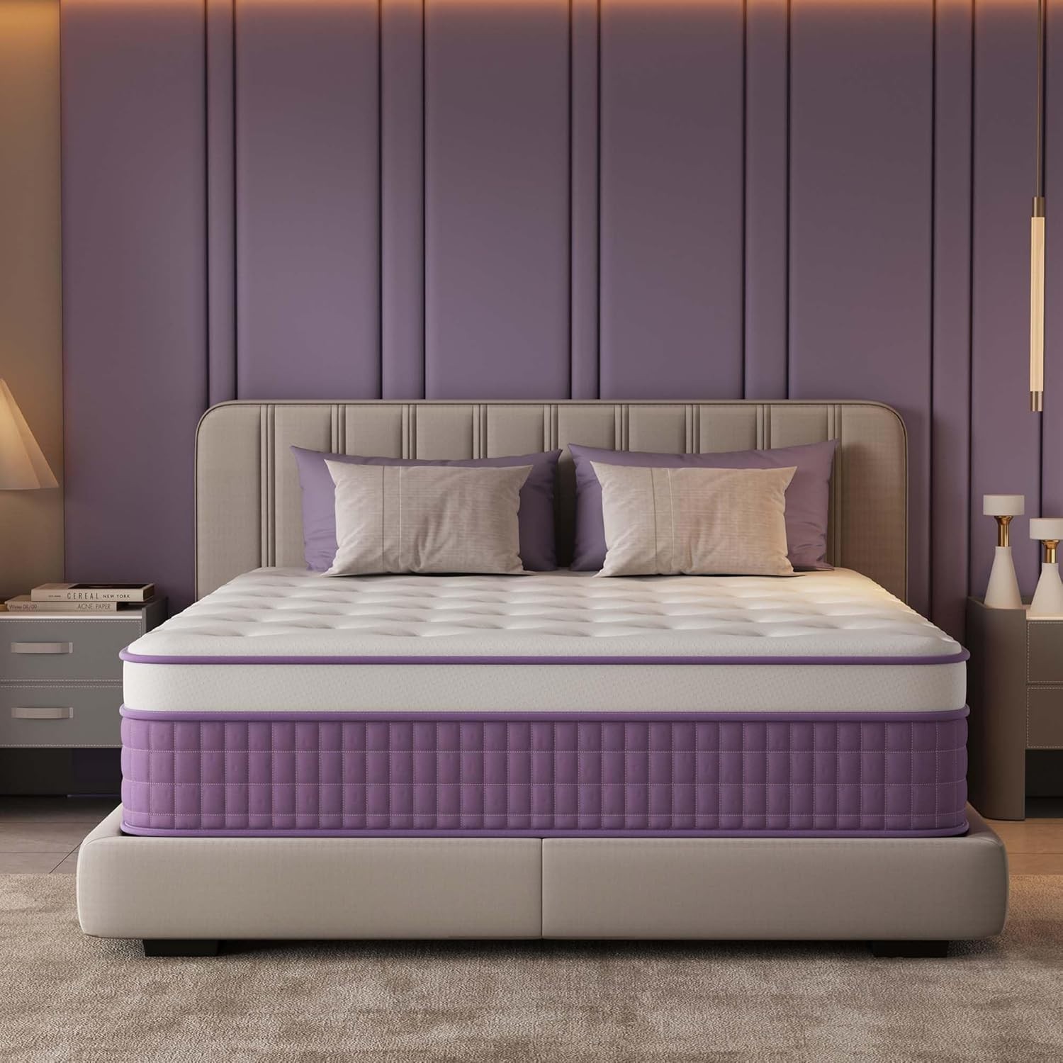 12″ Queen Mattress in a Box Purple Hybrid Mattress with Gel Memory Foam & Pocket