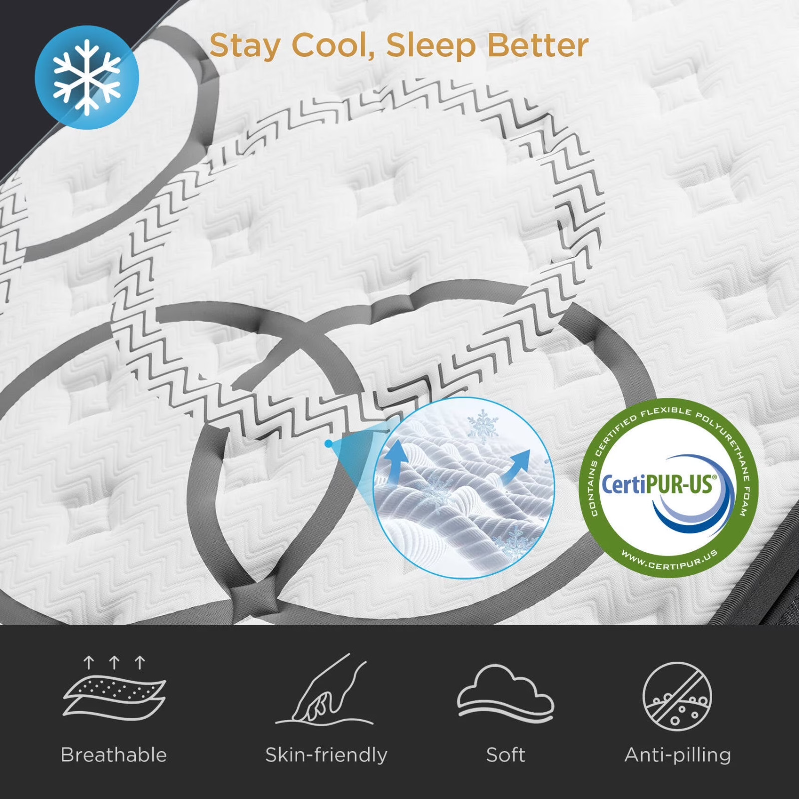 12″ Colchon KING Gel Memory Foam Hibrido Cama King Mattress Medium Firm Hybrid