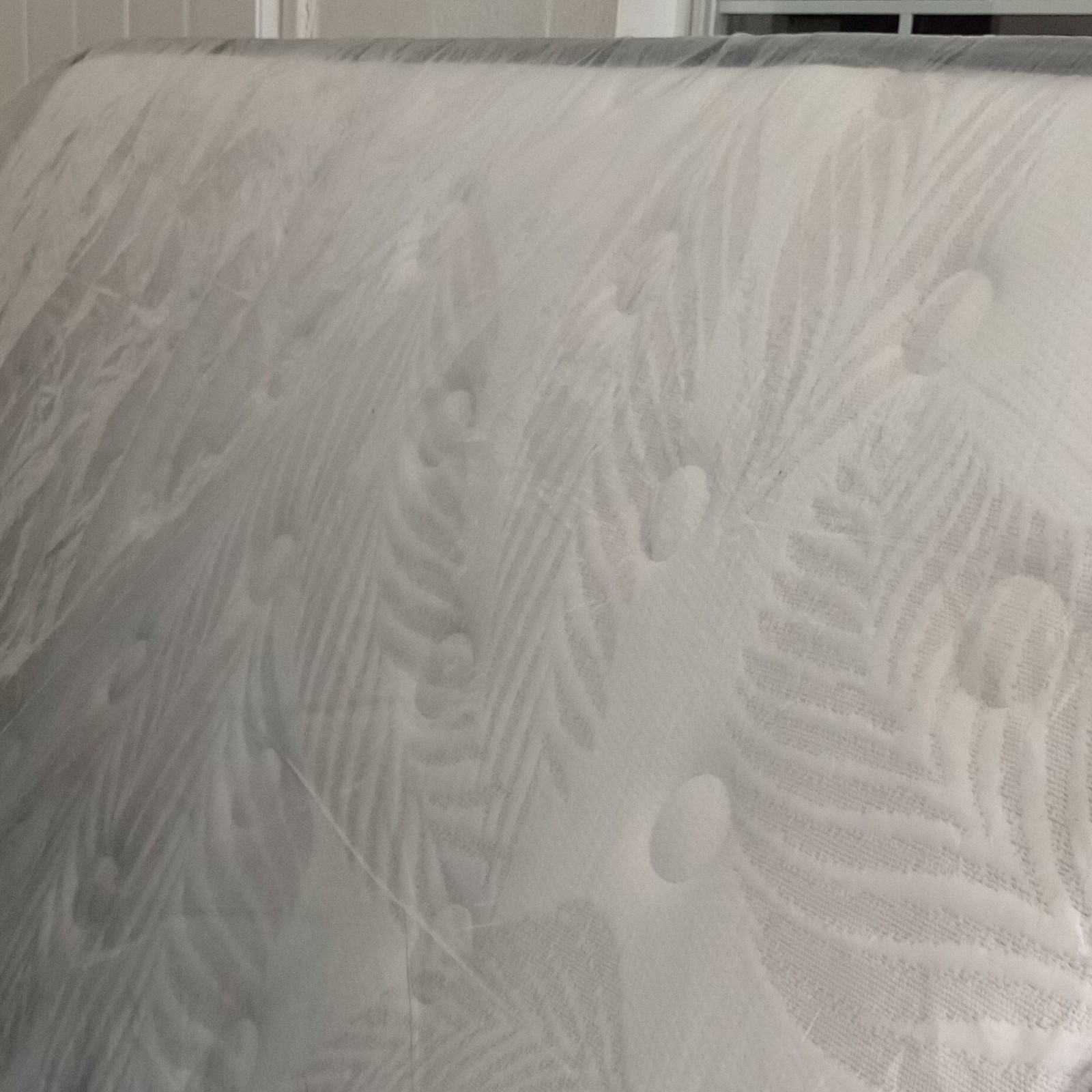 Queen Firm Innerspring Mattress, White Quilted Fabric Cover Floral Pattern