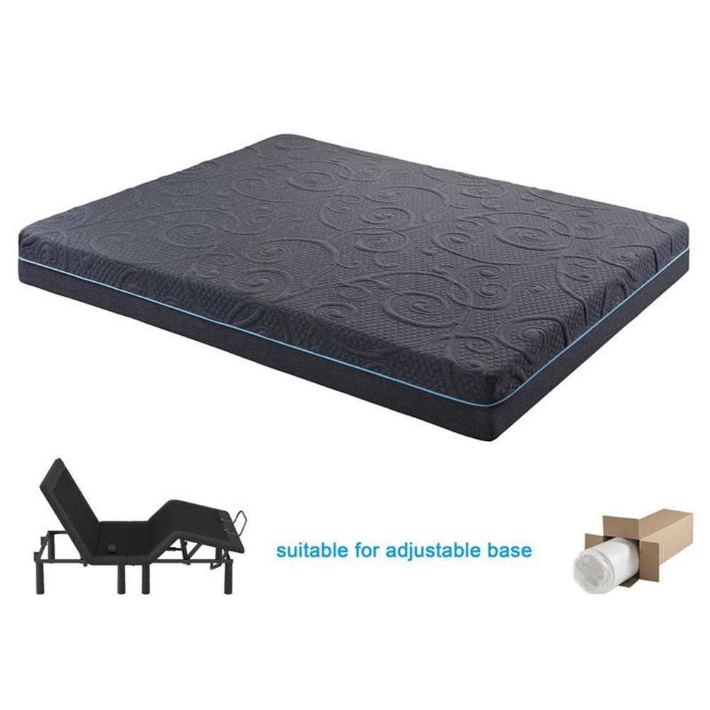 Pemberly Row 8″ Fabric Twin Gel Memory Hybrid Mattress in Gray