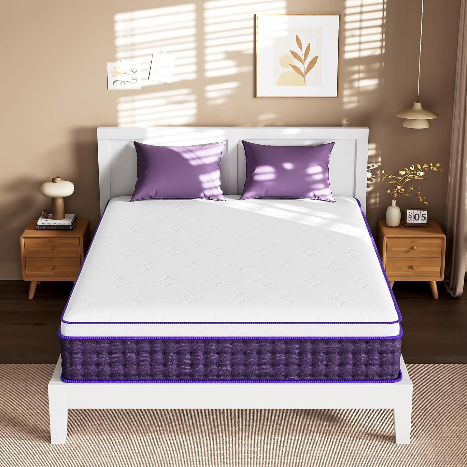 Queen Mattress 12 Inch, Plush Hybrid Mattress in a Box, Memory Foam for Back Pai