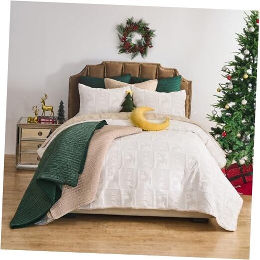 Greenland Home Novelty Holiday Reversible 3-Piece Full/Queen Reindeer Games