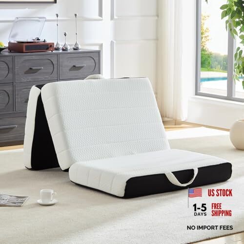Foldable Mattress Tri-Fold Memory Foam Mattress Topper with Full 4 Inch