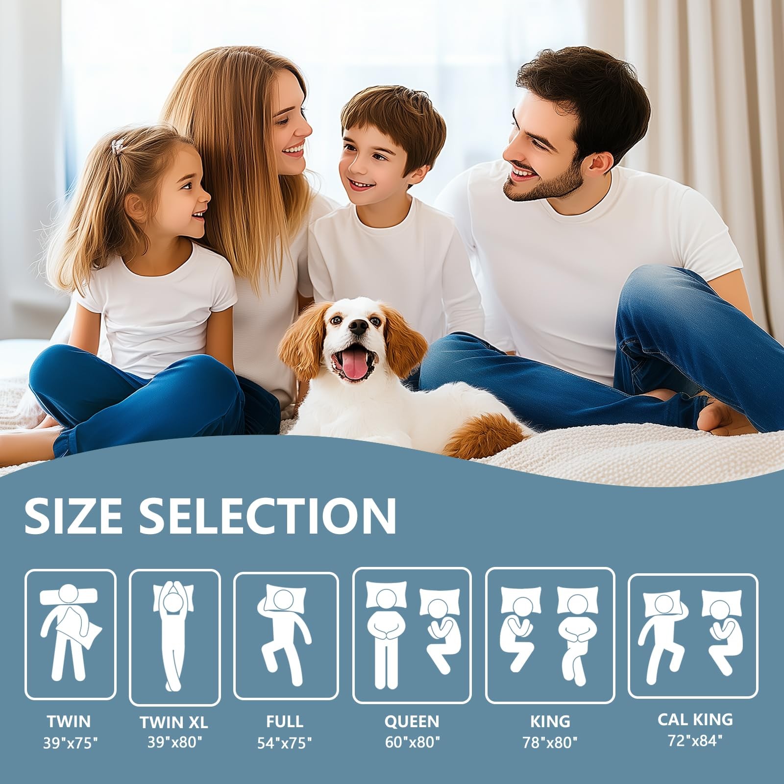 Premium Waterproof Mattress Protector Queen Size, Breathable Bed Queen, Grey