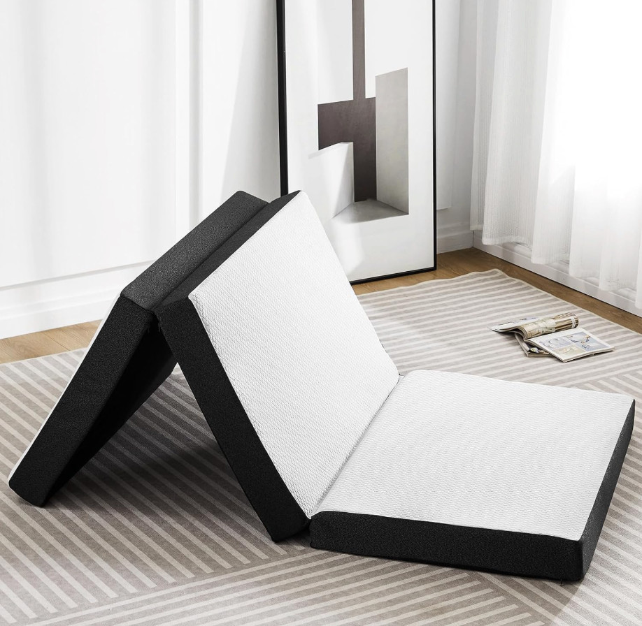 3″ Thickness Tri-fold Memory Foam Mattress, Portable Floor Bed, Foldable Mat