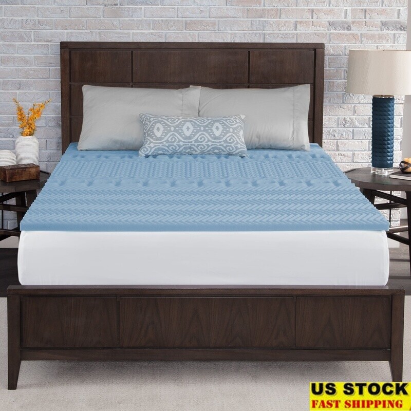 1.5 Inch 7-Zone Reversible Memory Foam Mattress Topper King Pressure Relief New