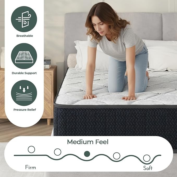 SleepNexis 10″ Hybrid Mattress, Cooling Comfort & Responsive Support,Medium Firm