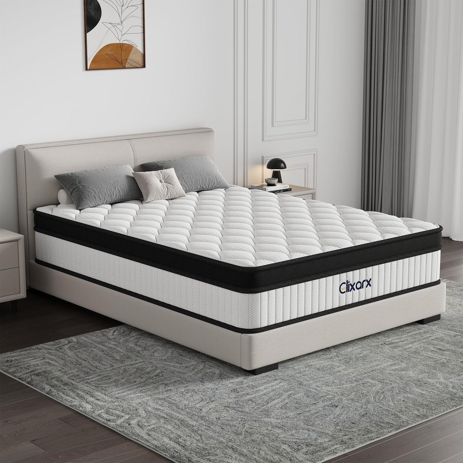 Full Size Mattress, 12 Inch Hybrid Medium Firm Feel, Individually Wrapped Coi…