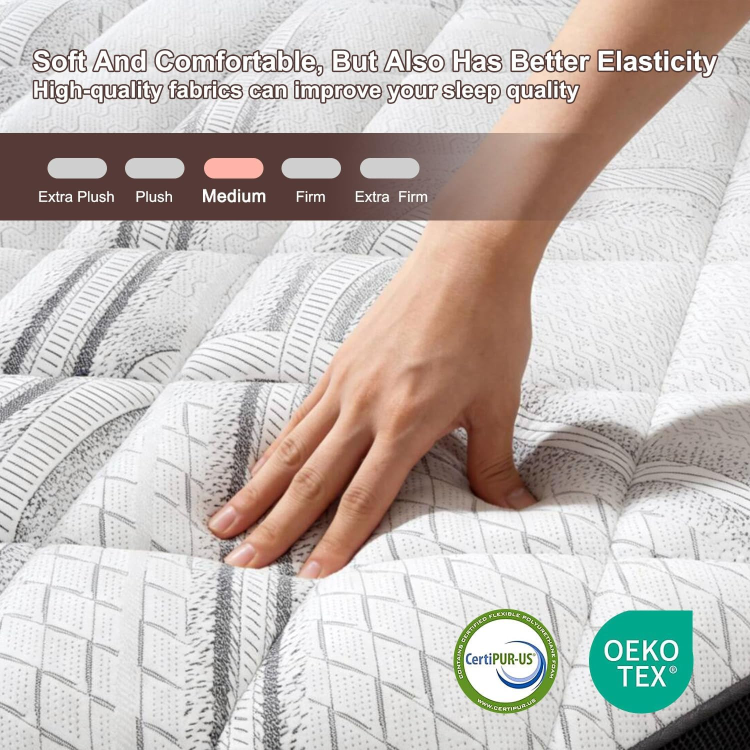 King Size Mattress, 12 Inch King Hybrid Mattress with Medium Firm Gel Memory Foa