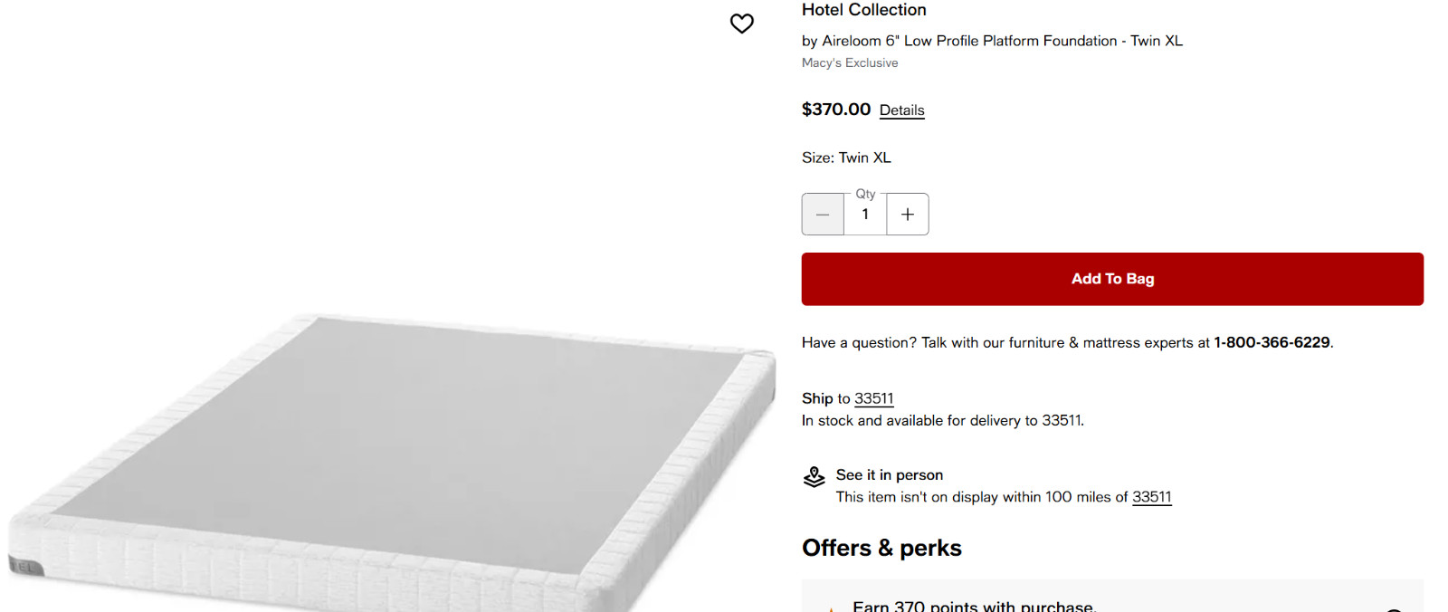 NEW Hotel Collection by Aireloom 6″ Low Profile Platform Foundation – Twin XL