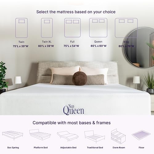 NapQueen Full 6 Inch Charcoal Memory Foam Mattress, CertiPUR-US, Medium Firm Bed