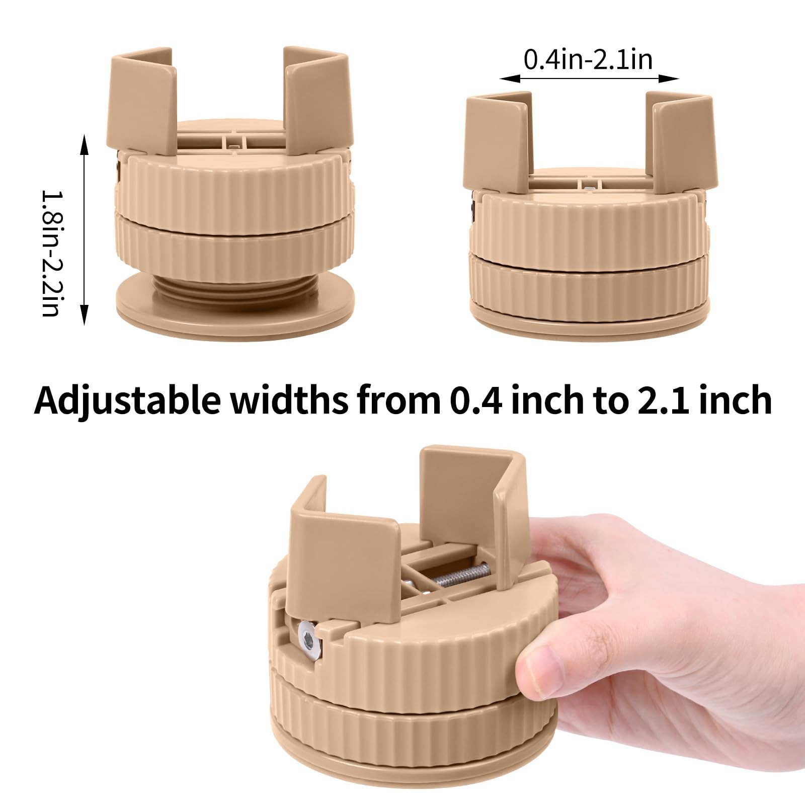 Jedroc Adjustable Bed Risers Furniture – 4 Pack Right Angle, Brown