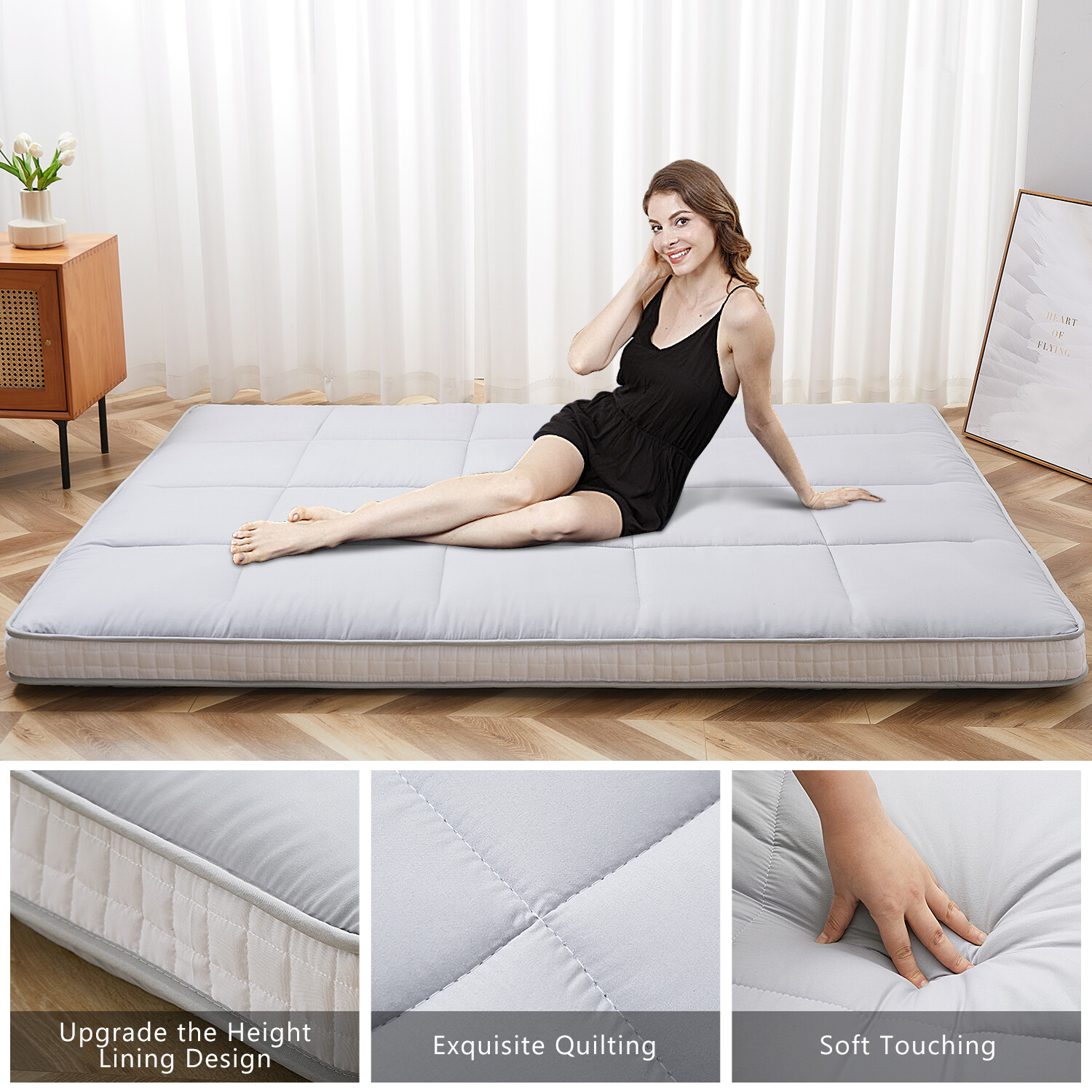 Futon Floor Mattress Japanese Traditional Shiki Futon Twin Size Pad Roll Up Mat