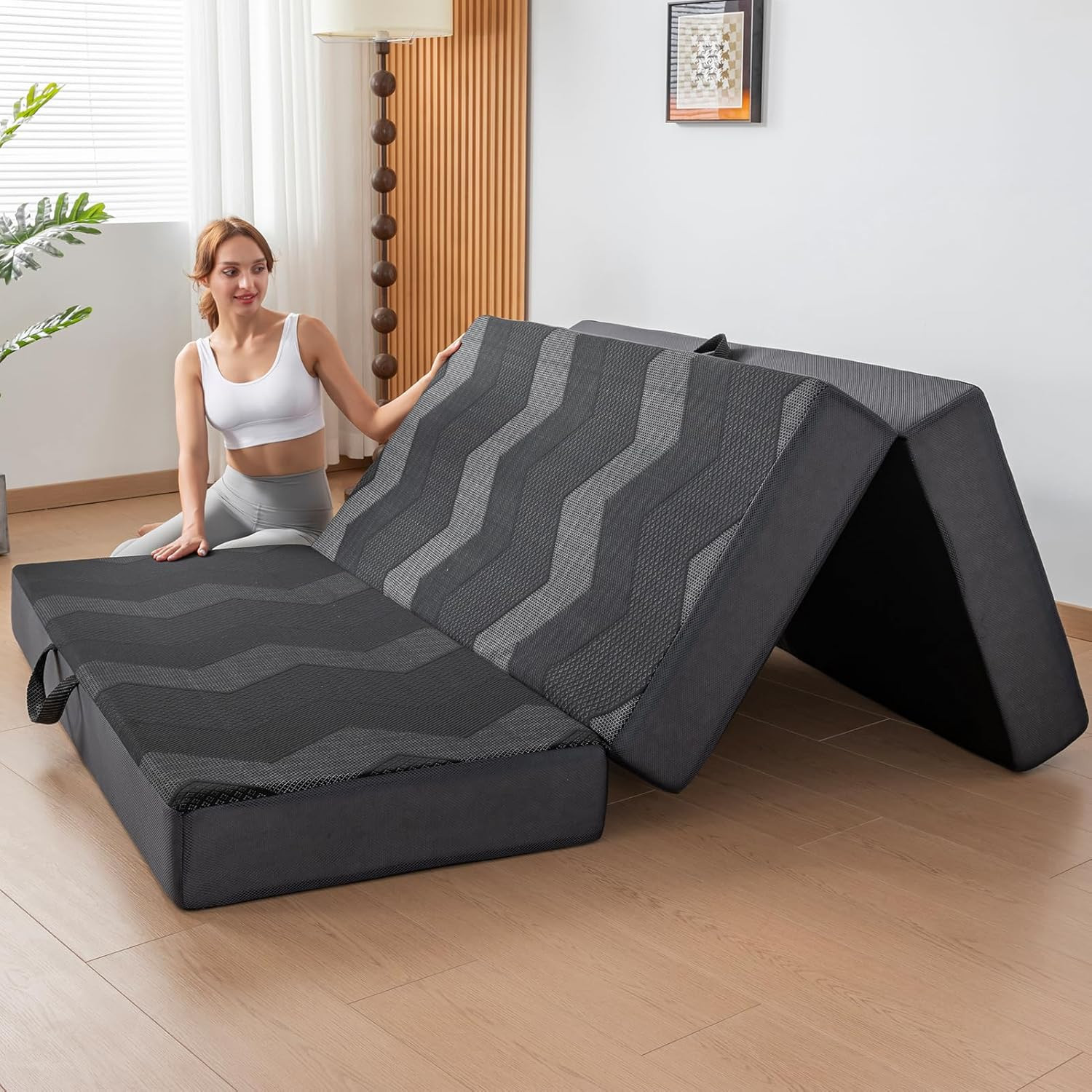 INGEROOM Foldable Mattress Queen – Memory Foam 6 inch Trifold Mattress for Campi