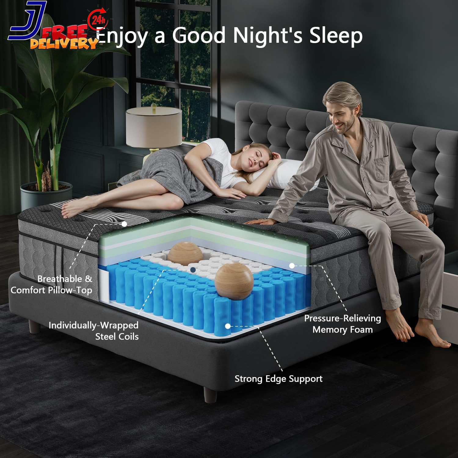 12 Inch King Size Mattress Upgraded Hybrid King Mattress in a Box Cooling Gel