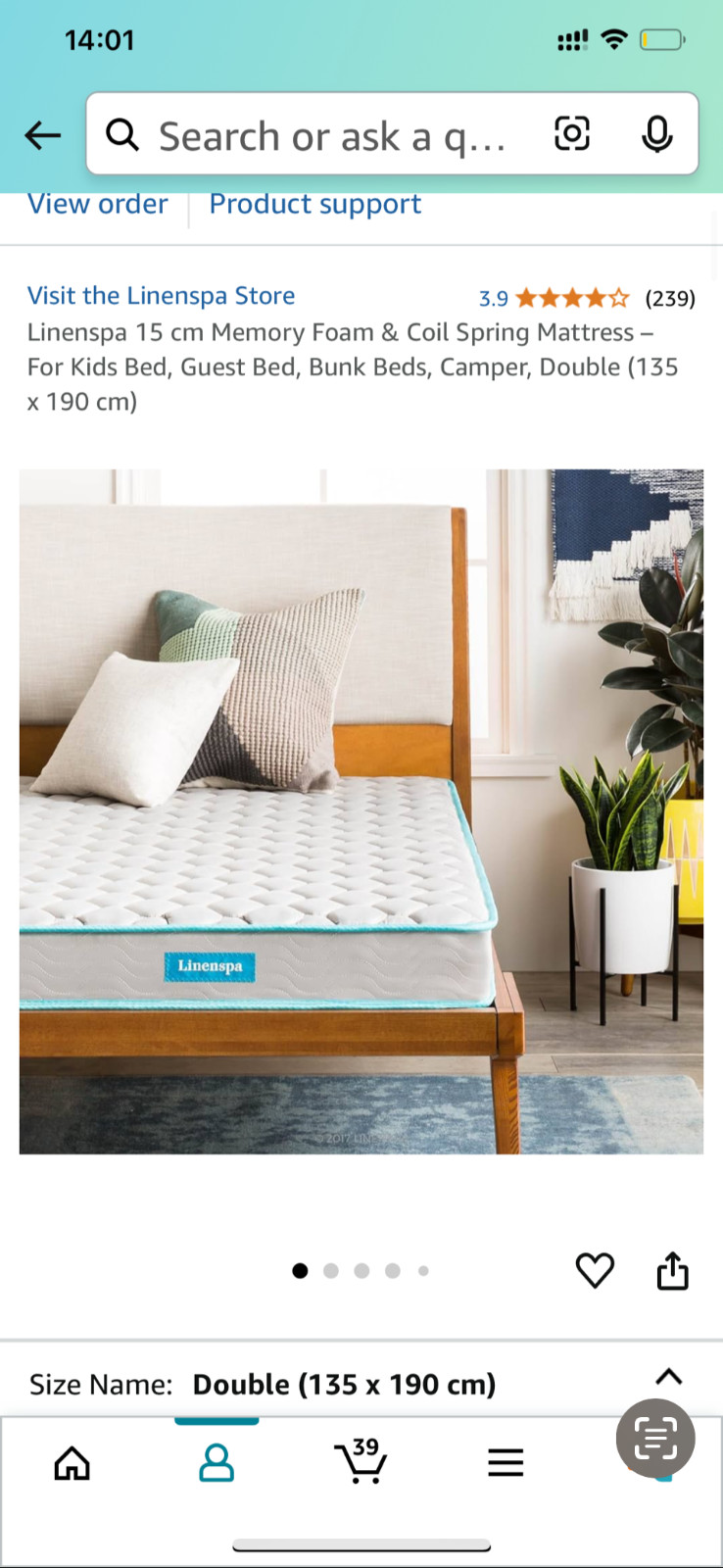 linenspa double size firm mattress with free bed frame