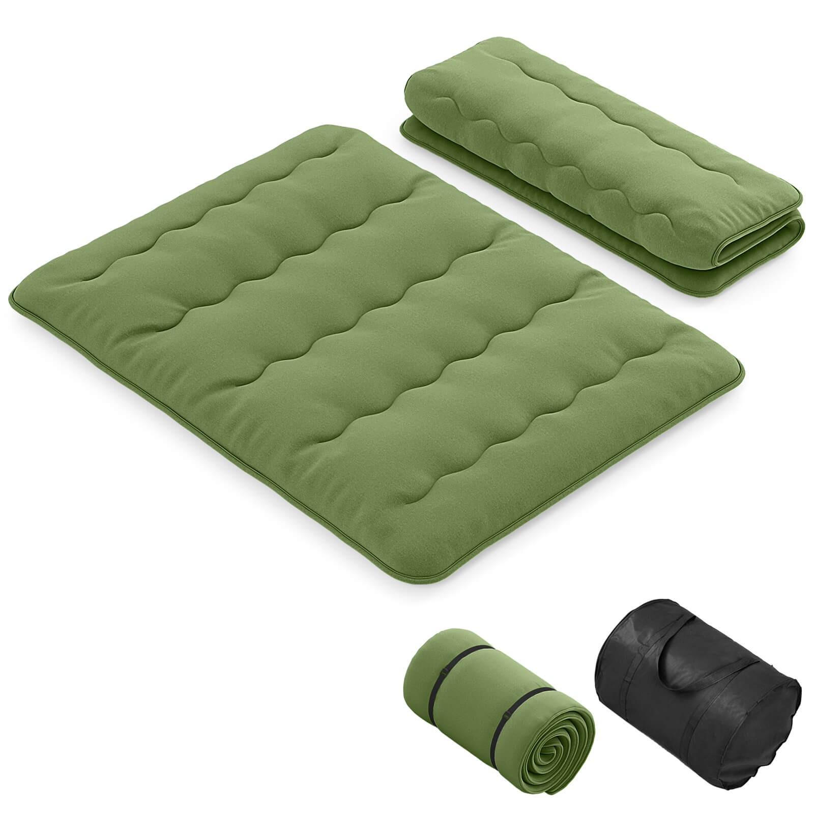 Queen Futon Mattress Japanese Floor Pad Washable Cover Carry Bag Green