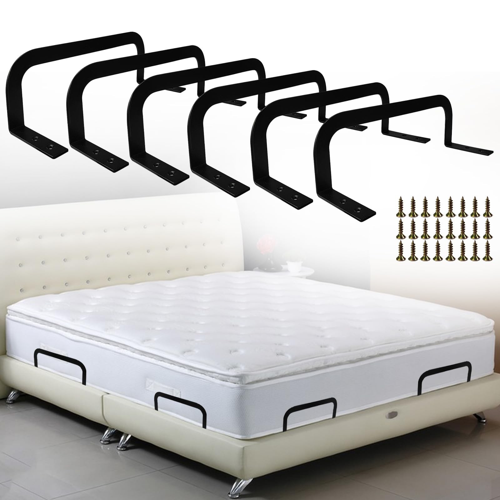 6 PCS Mattress Retainer Bar, Mattress Slide Stopper, Keep Topper from Sliding…