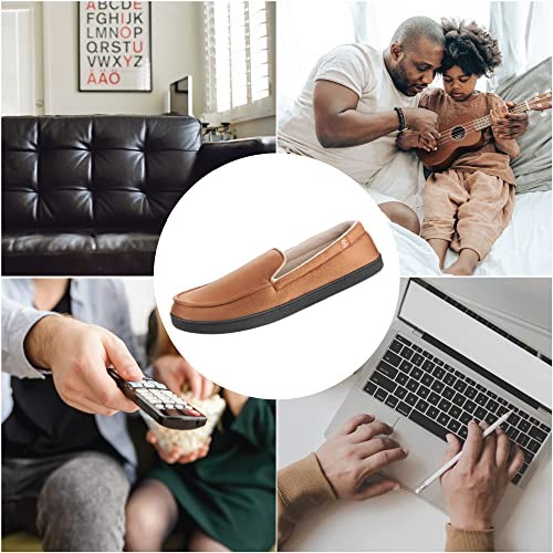 Men’s Moccasin Slippers with Microsuede Upper and Gel Infused 9.5-10.5 Black