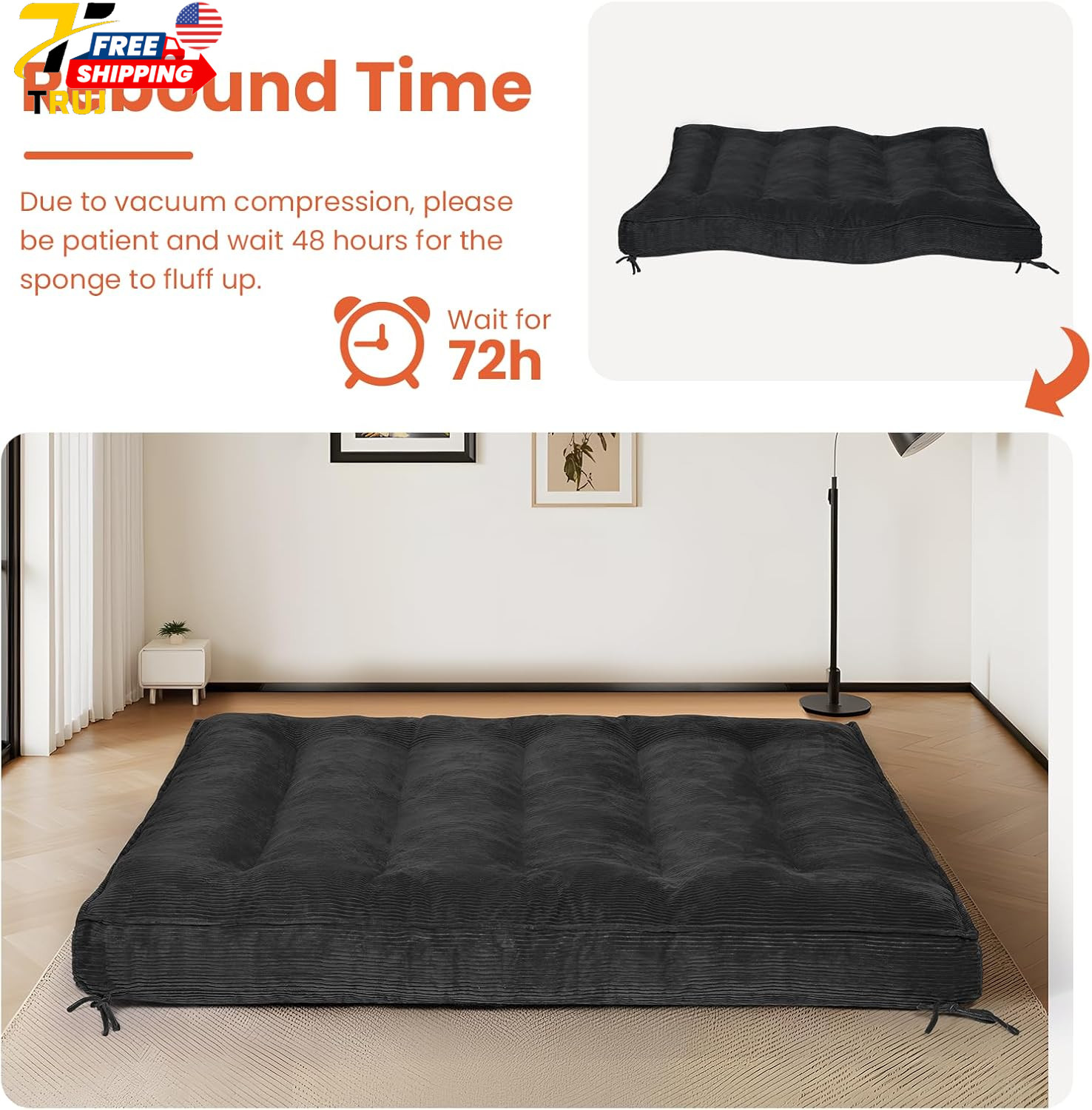 8″ Futon Mattress Full Size Futons Sofa Bed Sleeper Couch Bed Roll Up Mattress w