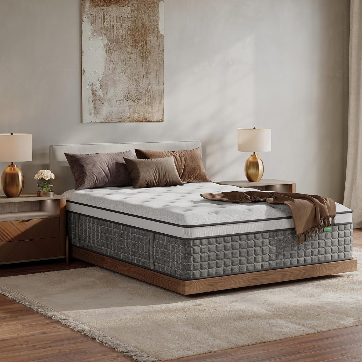 King Size Mattress, Medium Firm 14 Inch Hybrid Mattress King Size in a Box – Mem