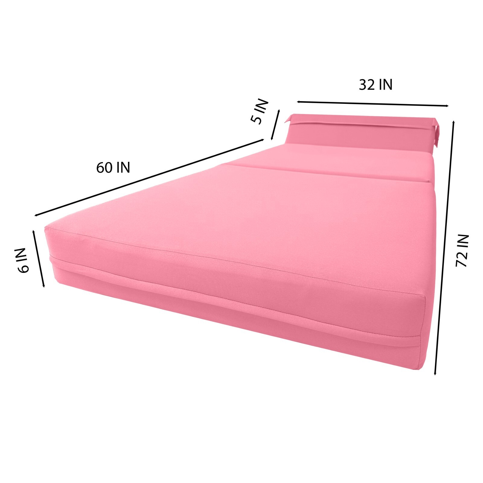 Twin Portable Flip Sleeper Chair Folding Foam Beds, 1.8 Density 6x32x70 Pink
