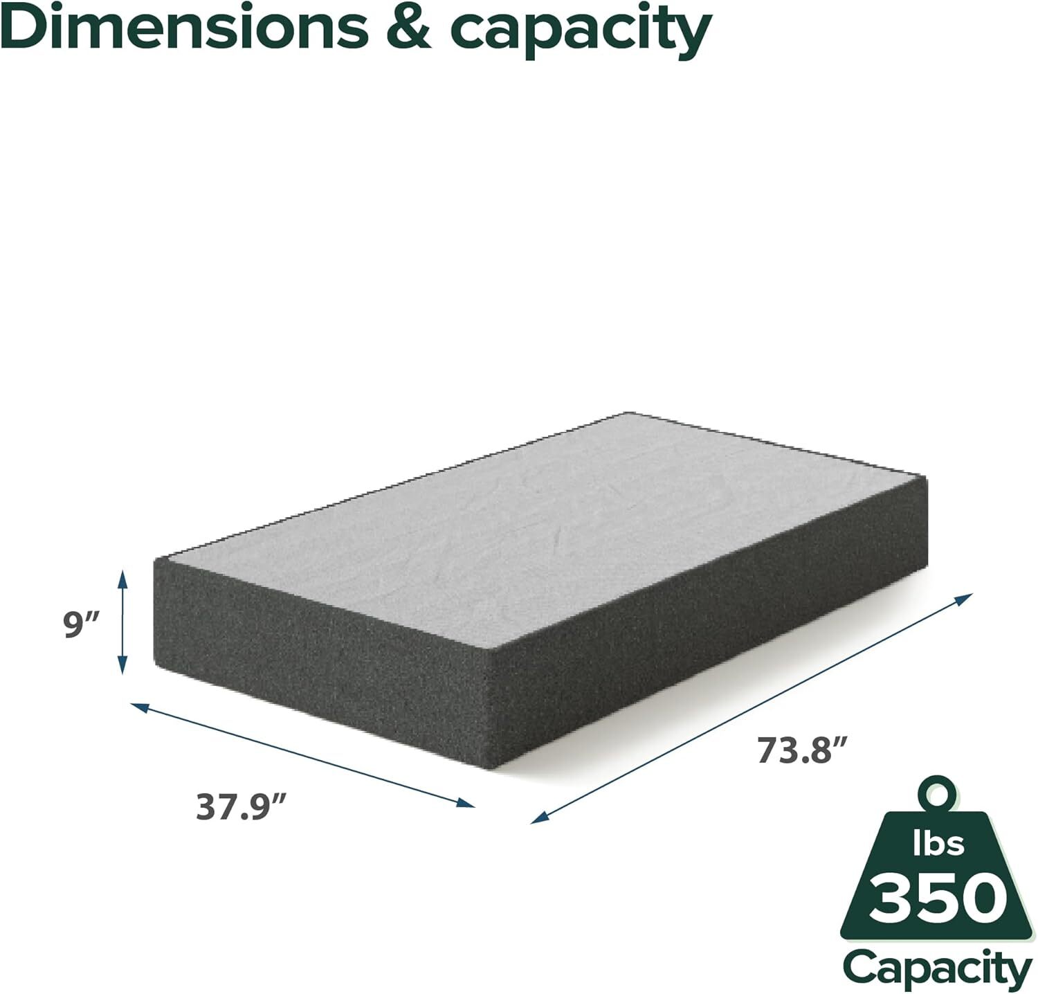 9 Inch Wonderbox Smart Box Spring Twin Mattress Foundation Quick Assembly Grey